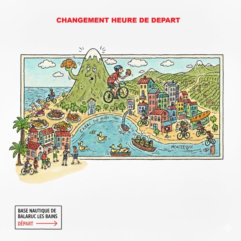 CHANGEMENT HEURE DE DEPART DES SORTIES ROUTE DE LA BASE NAUTIQUE DE BALARUC LES BAINS FIXEE A 8 HEURES